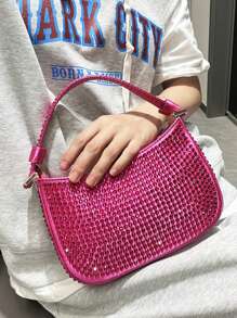 閃閃發光，閃亮迷人，優雅，精緻水鑽晚宴手拿包錢包手提包豪華設計師流浪漢單肩包閃亮晚宴包，派對女孩晚宴包，女士，女士完美適合派對、婚禮、舞會、晚餐/宴會、雞尾酒最佳禮物對女性來說 - 玫紅色 - 查看 8