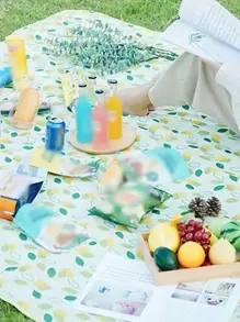 1pc Lemon Print Outdoor Waterproof Picnic Mat - Multicolor - View 1