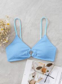 Swim Vcay Summer Beach Ring Linked Bikini Top - Baby Blue - View 6