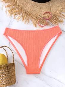 SHEIN Swim Summer Beach Plain Bikini Bottom, Bathing Suit - Coral Orange - View 3