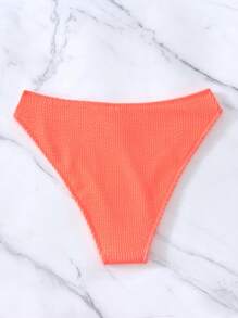 SHEIN Swim Summer Beach Plain Bikini Bottom, Bathing Suit - Coral Orange - View 4