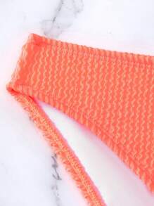 SHEIN Swim Summer Beach Plain Bikini Bottom, Bathing Suit - Coral Orange - View 6