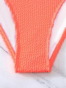 SHEIN Swim Summer Beach Plain Bikini Bottom, Bathing Suit - Coral Orange - View 7