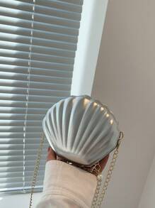 Women's Silver Seashell Shaped Clutch Bag - Silver - View 2
