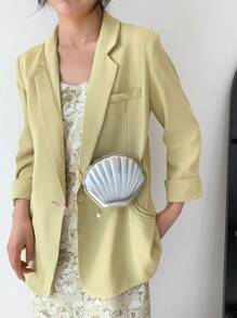 Women's Silver Seashell Shaped Clutch Bag - Silver - View 5