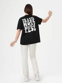 RueChic Teen Girls Slogan Graphic Tee - Black - View 6