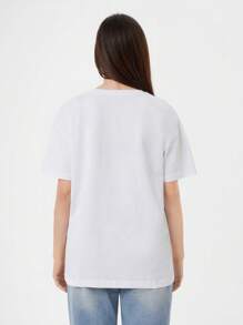 RueChic Teen Girls Letter Graphic Drop Shoulder Tee