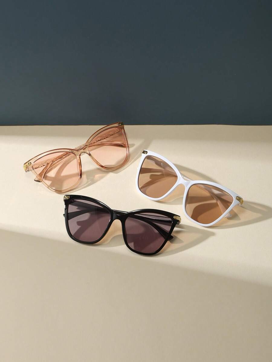 3 Cặp Kính Mát Nữ Thời Trang Mắt Mèo, Dành Cho Cuộc Sống Hàng Ngày - Nhiều màu - Xem 1