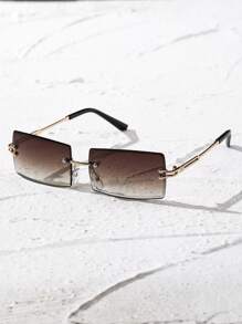 1 par de gafas de moda con lentes cuadrados sin montura para mujer, para decoración, verano, playa, vacaciones, exteriores, viajes - Degradado - Ver 2