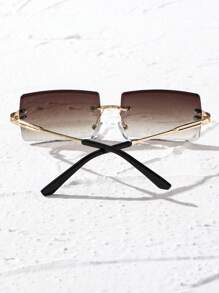 1 par de gafas de moda con lentes cuadrados sin montura para mujer, para decoración, verano, playa, vacaciones, exteriores, viajes - Degradado - Ver 4