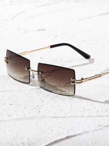 1 par de gafas de moda con lentes cuadrados sin montura para mujer, para decoración, verano, playa, vacaciones, exteriores, viajes - Degradado - Ver 5