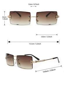 1 par de gafas de moda con lentes cuadrados sin montura para mujer, para decoración, verano, playa, vacaciones, exteriores, viajes - Degradado - Ver 6