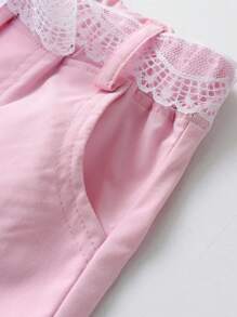 Toddler Girls Quần Shorts Denim Thắt lưng màu trơn - Hồng - Xem 5