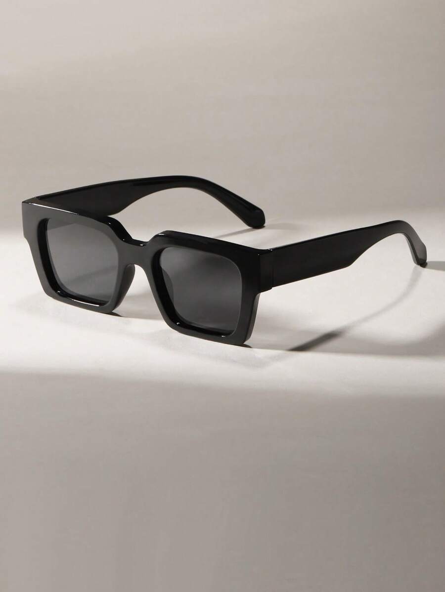 1 chiếc kính thời trang Halloween vuông Acrylic màu trắng cho nam, phụ kiện kính râm đi biển, kính râm cho kỳ nghỉ hè, ngoài trời, du lịch - màu đen - Xem 1