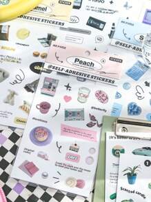 MR.PAPER 2入組混合圖案什錦貼紙，創意多用途貼紙，適用於DIY工藝品、裝飾品、手帳 - 黑與白 - 查看 5