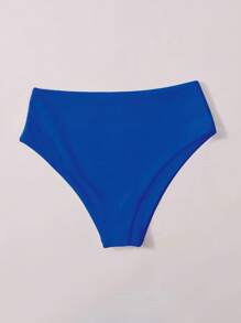 SHEIN Swim 2026 Spring/Summer New Solid Navy Blue Waist Double Fabric Vacation Bikini Swimwear - Royal Blue - View 3