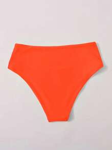 SHEIN Swim 2026年春夏新款纯橙色腰部双层面料度假比基尼泳装 - 橘色 - 查看 3