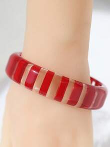 Two Tone Clear Bangle - Red - View 2