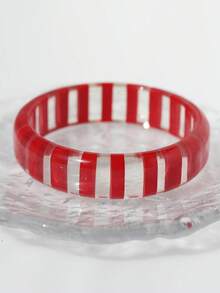 Two Tone Clear Bangle - Red - View 3