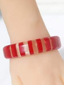 Two Tone Clear Bangle - Red - View 4