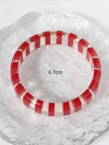 Two Tone Clear Bangle - Red - View 6