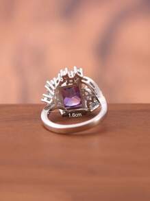 Nhẫn Trang Trí Hình Vuông Đính Đá Cubic Zirconia - Nhiều màu - Xem 5