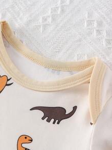 SHEIN Bebé 3 piezas Body de rayas & con estampado de dinosaurio - Multicolor - Ver 4