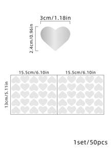 50pcs/Set PMMA Decorative Mirror, Modern Heart Shaped Mirror Wall Sticker For Home Wall Decor Room Decor Wall Mirror Mirror For Room Home Decor Bathroom Decor Living Room Decor - Silver - View 2