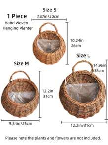 1pc Rattan Hanging Basket, Modern Hanging Flower Basket For Home - Multicolor - View 2