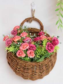 1pc Rattan Hanging Basket, Modern Hanging Flower Basket For Home - Multicolor - View 3