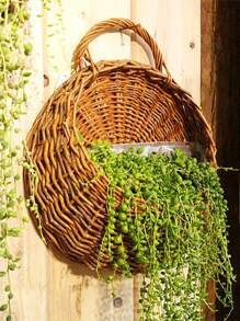 1pc Rattan Hanging Basket, Modern Hanging Flower Basket For Home - Multicolor - View 6