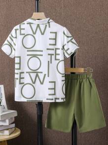 SHEIN Bộ hai mảnh Trai Túi Nút phía trước Lá thư Giải trí - Nhiều màu - Xem 2