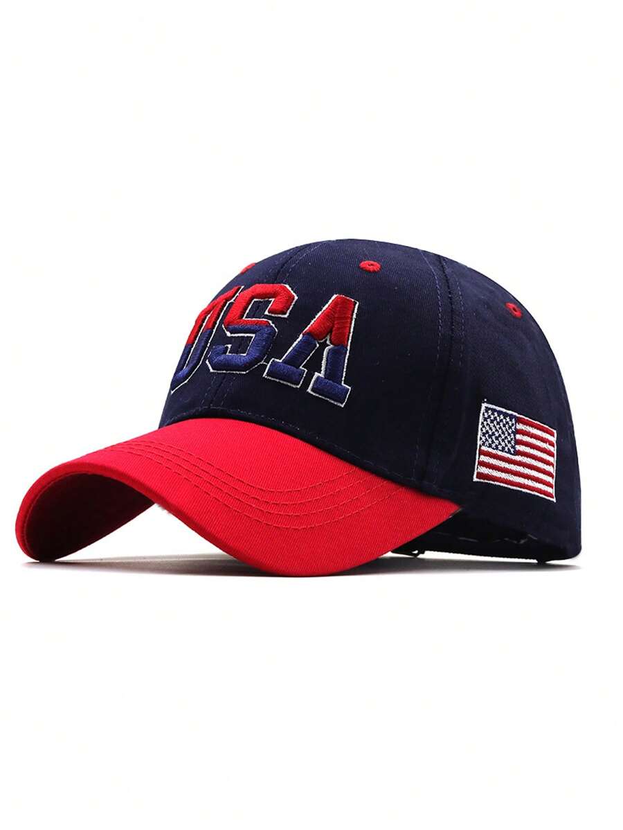 Hombres Gorra de béisbol con bandera estadounidense & con bordado de letra - Multicolor - Ver 1