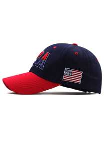 Hombres Gorra de béisbol con bandera estadounidense & con bordado de letra - Multicolor - Ver 2