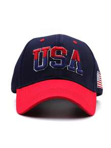 Hombres Gorra de béisbol con bandera estadounidense & con bordado de letra - Multicolor - Ver 3