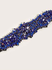 1 件女士手工水钻弹性腰带 - 藍色 - 查看 4