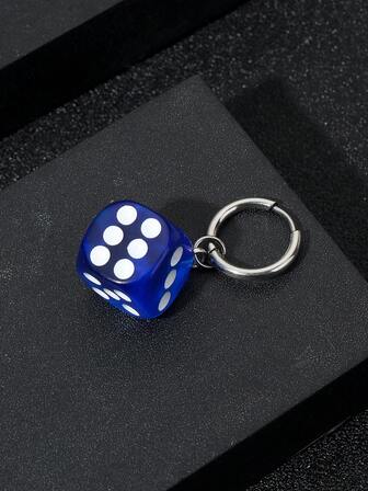 1pair Fashion Stainless Steel Dice Drop Earrings For Men For Daily Decoration