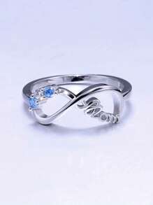1入組魅力四射方晶鋯石和無窮象徵裝飾圓環適合女士適用於母親節禮品 - 銀色 - 查看 2