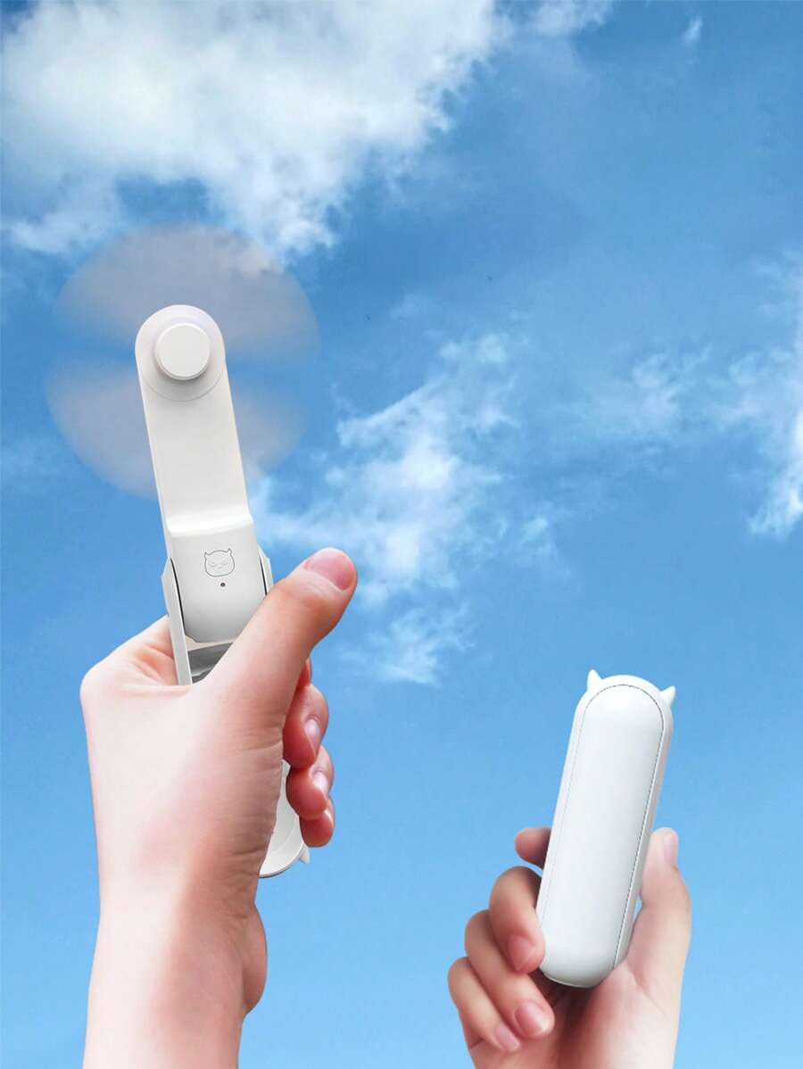 1 pieza Ventilador de mano blanco mini simple ABS portátil para verano - Blanco - Ver 1