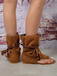 Giày bốt Nữ Thời trang Trượt trên - màu nâu - Xem 2