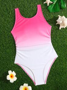 Tween Girl Ombre One Piece Swimsuit - Multicolor - View 1