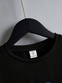 SHEIN T-Shirt mit Buchstaben Grafik und Kurze Hose mit Klappendetails für Jungen in der Pubertät - Königsblau - Übersicht 3