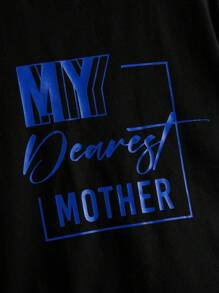 SHEIN T-Shirt mit Buchstaben Grafik und Kurze Hose mit Klappendetails für Jungen in der Pubertät - Königsblau - Übersicht 4