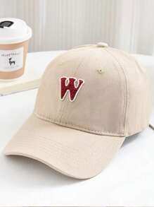 1入組中性字母貼飾休閒棒球帽適用於日常 - 米色 - 查看 4