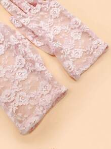 1雙女性花卉蕾絲休閒手套適用於日常 - 粉色 - 查看 3