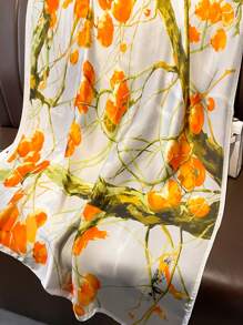 1入組女性柿子印花時尚百搭圍巾適用於禮品 - 彩色 - 查看 2