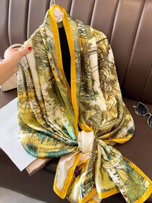 1pc Women Scenery Print Fashion Versatile Scarf For Mother's Gift - Multicolor - View 1