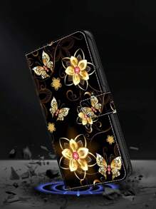 GLANDOTU Wallet Case With Folding Flap, Card Slots And Shock-Absorbing PU Leather Compatible With Samsung Galaxy  Mobile Phones And Other Models Gold Butterfly Compatible With IPhone15/15Plus/15Pro/15Promax - Multicolor - View 5