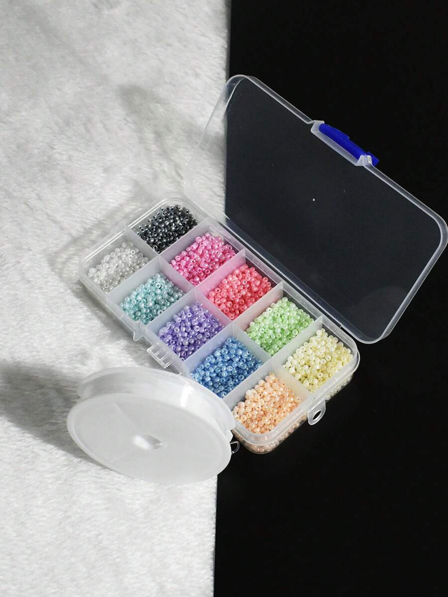 1盒釘珠DIY首飾配件和1卷線 - 彩色 - 查看 1