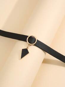 三角形吊墜頸鏈 - 黑色 - 查看 4